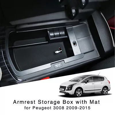 For Peugeot 3008 2009-2015 Armrest Storage Box Organizer Center Console Tray - Image 1 of 4