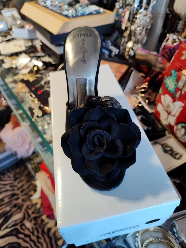 KIMEL BY BONNIE SMITH 1979 SLIDES MULES BLACK 7.5 M SHOES - Image 1 of 4