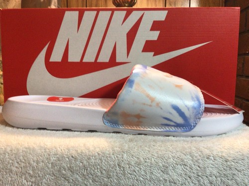 Nike Victori One Slide da donna bianche mango brillante taglia 11 bellissime