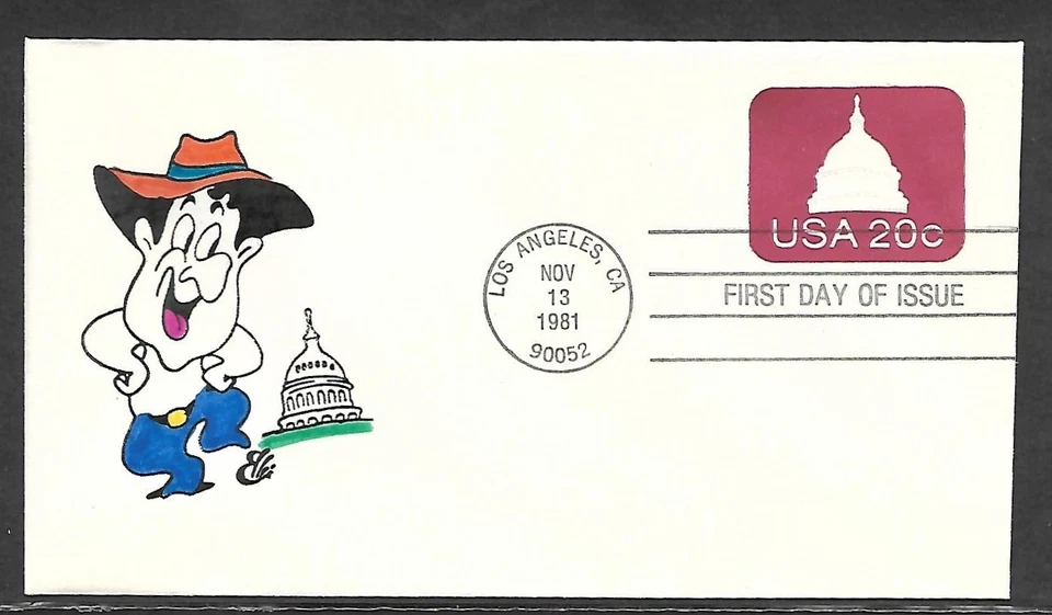 USA 1981 HAND PAINTED CAPITAL DOME RICHARD ELLIS ANIMATED FDC + CACHET - Image 1 of 1