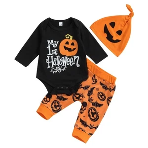 My First Halloween Baby Boy Outfit Newborn Long Sleeve Romper Pants Hat Baby ... - Picture 1 of 5