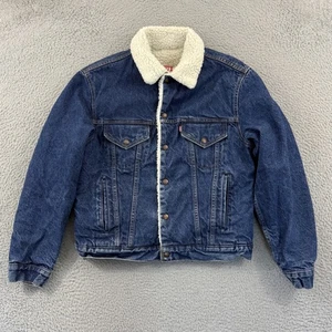 Vintage Levi's Denim Jacket Mens 40 Blue Sherpa Trucker 80s Button Western USA - Picture 1 of 13