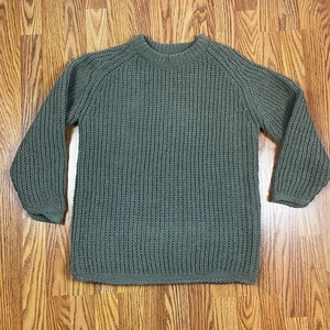 BP Olive Green Chunky Knit Crewneck Size Small - Picture 1 of 5
