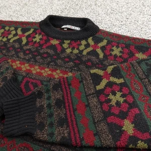 VTG Bello Uomo Sweater Mens L Geometric Nordic Fair Isle Pullover Crewneck 90s - Picture 1 of 9