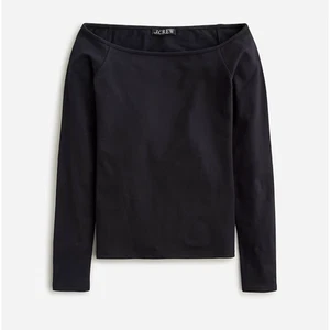 NWT J. Crew Off Shoulder Stretch Shirt XS Black Tee Top Blouse J.Crew BY371 90s - Picture 1 of 4