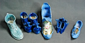 6 Stk  PORZELLAN Miniatur SCHUHE  "blau"  verschiedene Modelle - Bild 1 von 13