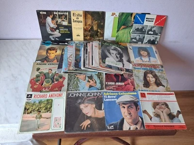 anciens 45 tours,lot de 45 disques vinyles vintage. - Photo 1/4
