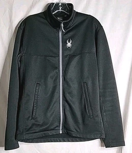 Spyder Men's Medium Black Full Zip Mock Neck Front Pockets Fleece Lined - Picture 1 of 9