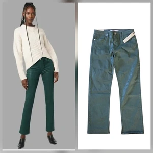 Hudson mittelhohe NICO gerade Knöchelhose Größe 30 jägergrün beschichtet Schimmer 195 $ - Bild 1 von 11