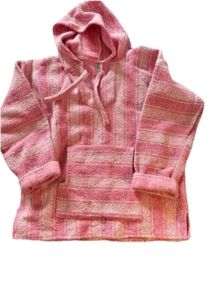 Artesanias Mickey, Baja hoodie, ladies Pink Stripe Pullover, Size Large, Soft  - Image 1 of 4