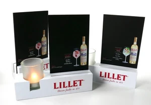 3 x Lillet Aperitif Blanc Wild Berry Tischaufsteller Teelichtglas Tafel 7828 - Bild 1 von 7