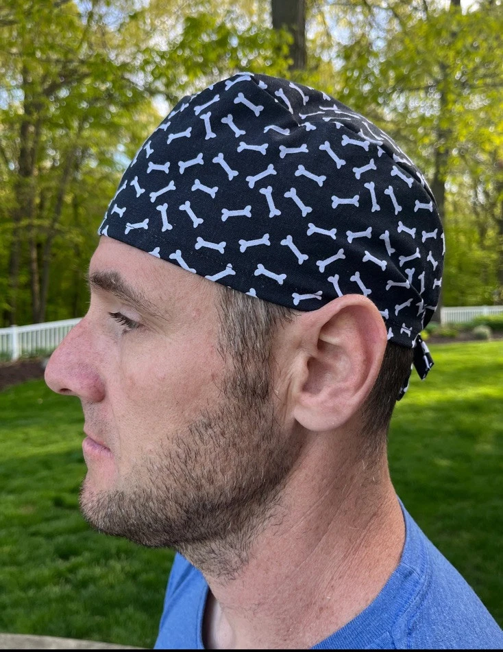 Bones bone ortho orthopedic surgeon skull scrub surgical OR hat surgery cap mens - Image 1 of 1