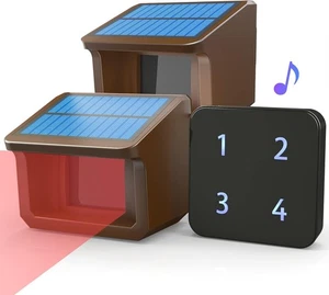 HTZSAFE  1/2 Mile  Solar Driveway Alarm System 1 Receiver + 2 Sensors - Picture 1 of 11