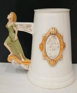 Indian Princess Lady Handled Beer Stein Mug Featuring Clipper Ship - Signed - Picture 1 of 8