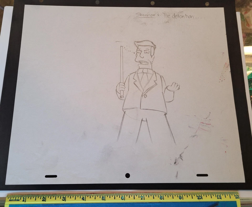 The Simpsons Animation Art Mr. Skinner The Detention Drawing Text UF - Image 1 of 1