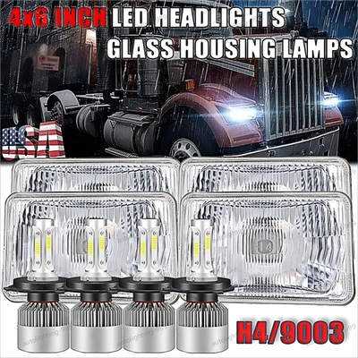 Brightest 4pcs 4x6" Led Headlights H4656 for Kenworth T400 T600A T800 W900 Foto 1 de 4
