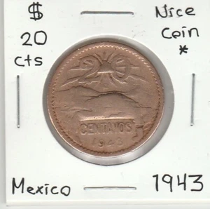 Mexico: $ 20 Centavos Coin Year "1943". - Picture 1 of 2