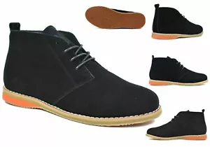 Men's Hi Top Suede Leather Lace Up Desert Boots Casual Smart Shoes Size 6 to 11 - Picture 1 of 10