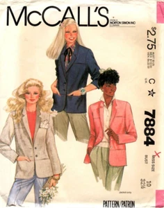 Vintage 1980s McCall's Sewing Pattern Women's JACKET 7884 Sz 10 Bust 31.5" UNCUT - Picture 1 of 4