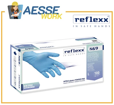 GUANTI IN NITRILE EXTRA STRONG REFLEXX N69 BLU 6,8 GRAMMI | 100 PEZZI