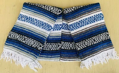 Set 2 Falsa Handmade & Woven Mexican Blanket Decor Hot Rod Throws Multi Colored  - Image 1 of 3