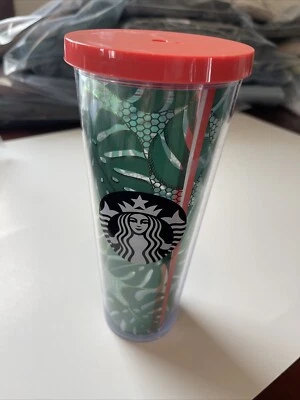 Vaso de red de encaje Starbucks Venti verde Monstera hojas tropicales 24 oz Foto 1 de 4