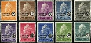 1958 Christmas Island MNH Stamps Set of 10x First QE2 Australian Decimals issued - Bild 1 von 1
