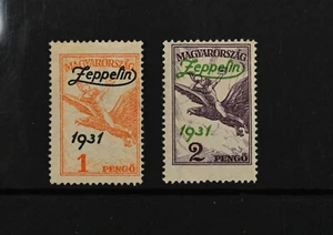 Hungary Zeppelins Scott # C24-C25 VF OG Hinged Zeppelin Air Mail Stamps Cat $80 - Picture 1 of 2