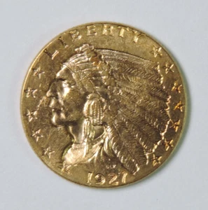 1927 P US $2.5 Dollar Indian Head Quarter Eagle GOLD Coin High Grade - Picture 1 of 2
