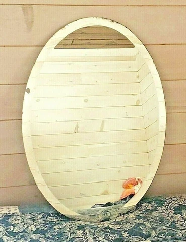 Carolina Mirror Corp 1969 Vintage MCM Oval Beveled Wall Mirror Glass Only 28x20 Cover