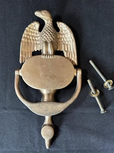 Vintage 8 Inch Solid Brass Eagle Door Knocker Classic Americana MCM 1950 - Picture 1 of 4