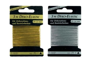 Elastic-Kordel, Elastic- Gummi, Hut-Gummi  / Ø1.5mm 3m Elastic / Gold - silber - Bild 1 von 3
