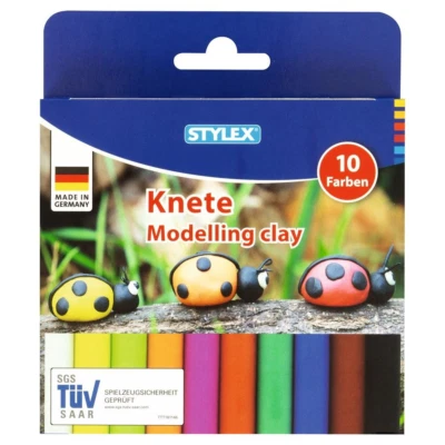 STYLEX Bunte Knete Modelliermasse Farbig sortiert-10 Stangen