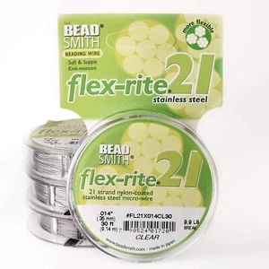 Alambre de cuentas de acero inoxidable recubierto de nailon Beadsmith Flex-Rite 21 hebras - Imagen 1 de 7