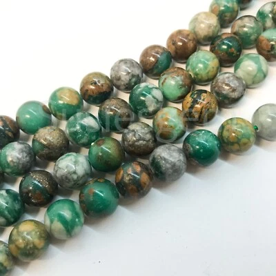 Cuentas redondas crisoprasa verde natural 8mm/10mm. Cuentas de piedra de diseño rústico Foto 1 de 4