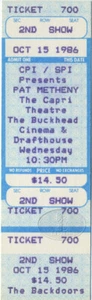 PAT METHENY 1986 Song X Tour Unused Concert Ticket - Picture 1 of 1
