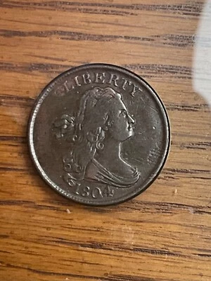 1804 DRAPED BUST HALF CENT NICE CHOICE XF SPIKE CHIN VERY NICE - Image 1 of 2
