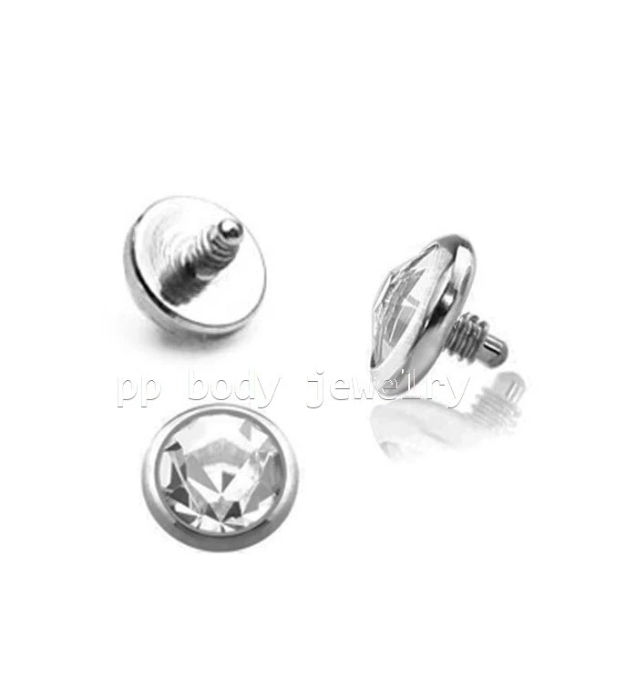 Parte superior de anclaje dérmico roscado interno de acero quirúrgico plano 14G 3 mm CZ 316L Foto 1 de 1