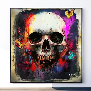 Leinwand Bilder Totenkopf Schädel Abstrakt Wandbilder XXL Wohnzimmer deko 5304A - Bild 1 von 8