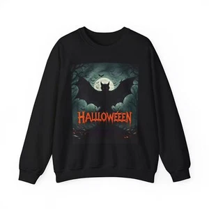Halloween Vibes Sweatshirt mit Rundhalsausschnitt, kuscheliger Fledermauspullover, gruselige Saisonbekleidung, - Bild 1 von 37