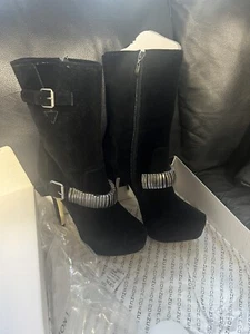 Black Suede Ankle Boots - Picture 1 of 5