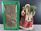 Vintage Santa Claus Figurine Walking Stick Bag of Gifts Cardboard Cone 16" Tall