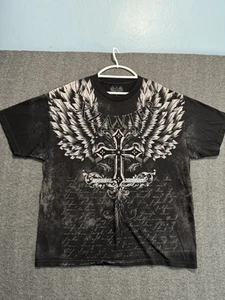Vintage Xzavier Never Regret Shirt Herren 3XL Schwarz MMA Skull Fighting Y2K AOP - Bild 1 von 7