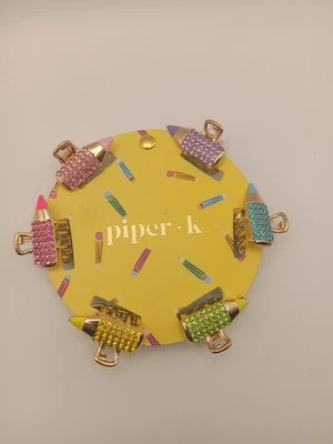 Piper K Back To School Hair Claw Clips Set Of 6 Rhinestone Shaped Crayons - Image 1 of 4