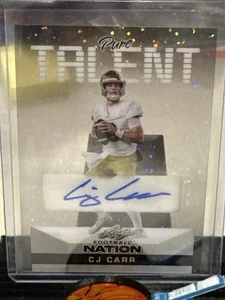 CJ CARR AUTO 2025 LEAF FOOTBALL NATION PURE TALENT NOTRE DAME QB  15/15 WOW - Picture 1 of 4