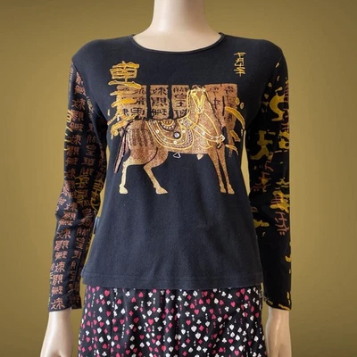 Camiseta Top Moschino Años 90 Rara Vintage Y2K Bordada Talla 42 M Foto 1 de 4