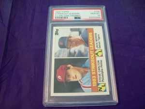 1984 TOPPS #136 STRIKEOUT LEADERS STEVE CARLTON AND JACK MORRIS PSA 10 - Picture 1 of 2