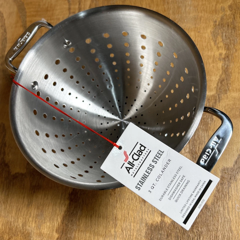 ALL-CLAD 3 Quart Colander 18/10 Stainless Steel Size M Quick Draining