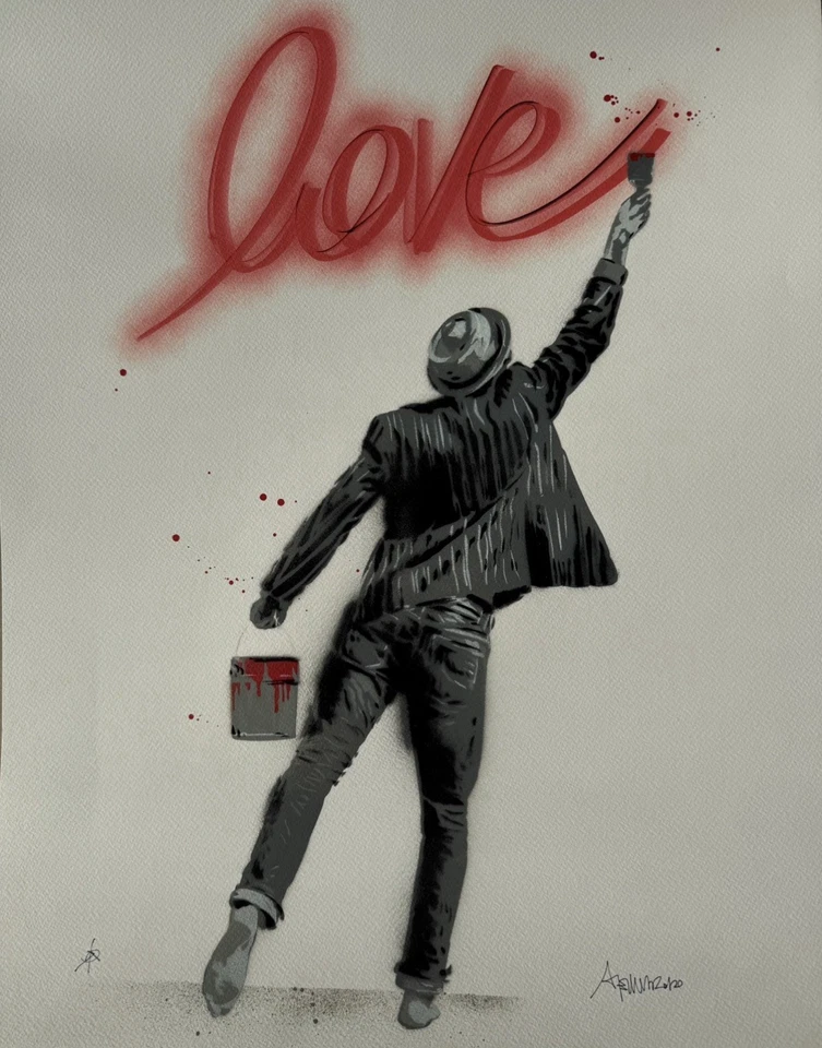 "Alessio B ""Paint Love"" (2020) граффити с ручной отделкой современное городское искусство" - Изображение 1 из 4