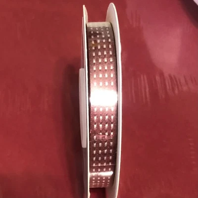 Stampin Up RASPBERRY RIPPLE Ribbon Stain Stitched  3/8” 10 Yds Retired Red - Image 1 of 3